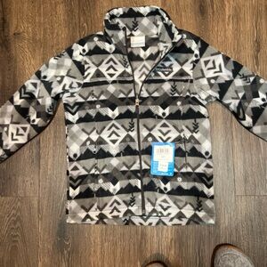 NWT Youth Small Columbia Black and Gray Patterned Fleece Jacket